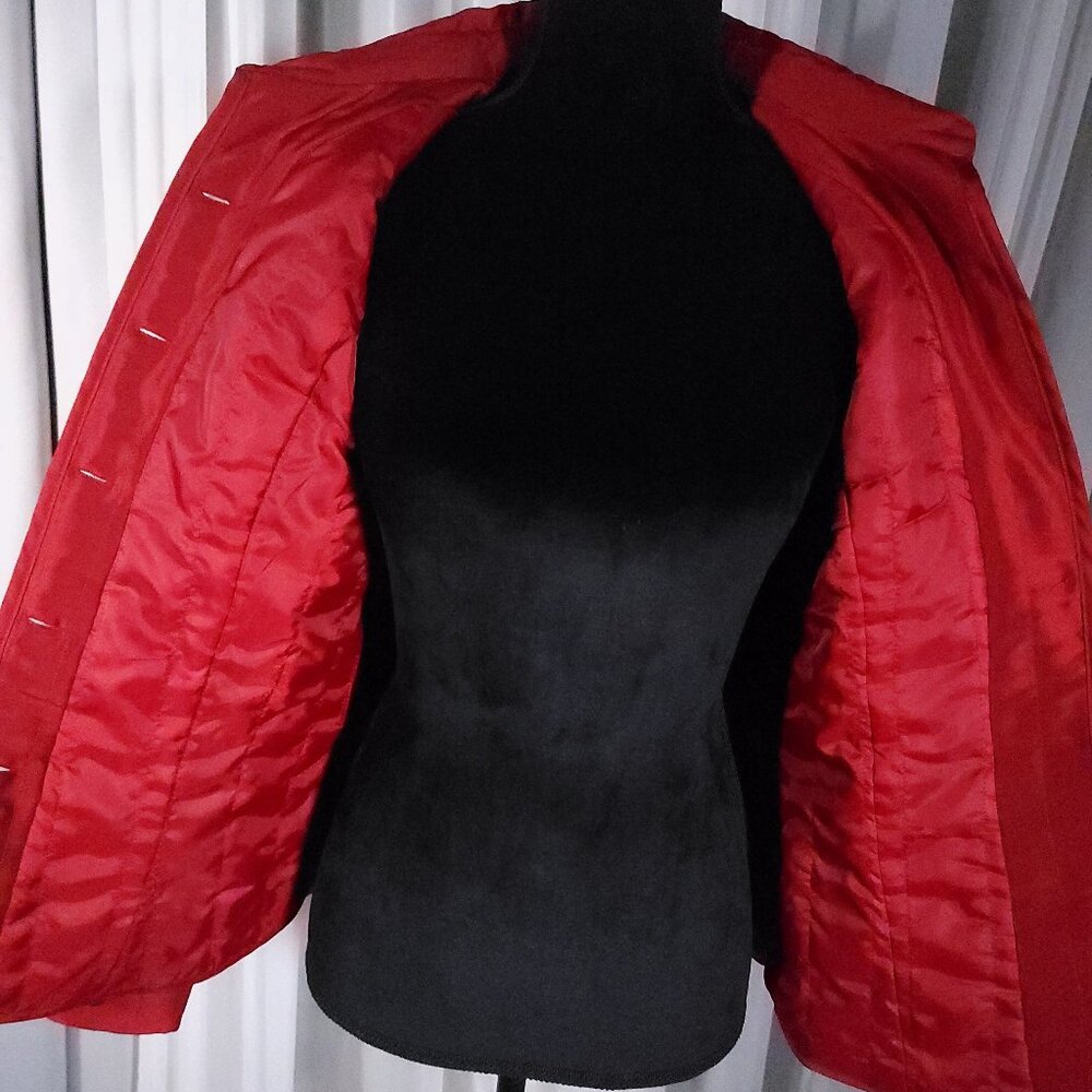 Carole Little Red 100% Silk Beaded Embroidered Statement Jacket Blazer Size S - Picture 9 of 16